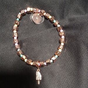 Multicolor Beaded Bracelet with Heart Charm
